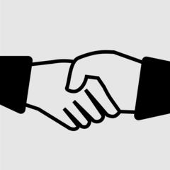 Icon: Hände zweier Personen die sich die Hand geben