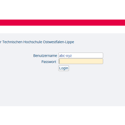 The Student Portal login screen