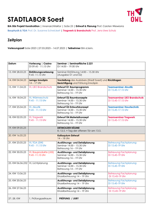 PRO Konstruktion | Zeitplan