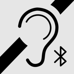 Icon: 1 großes durchgestrichenes Ohr, rechts unten 1 kleines Bluetooth-Symbol