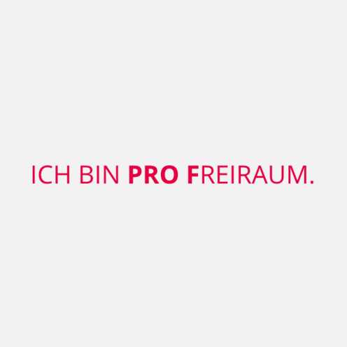 Ich bin PRO Freiraum. Bildkachel mit Text: Ich bin PRO Freiraum.