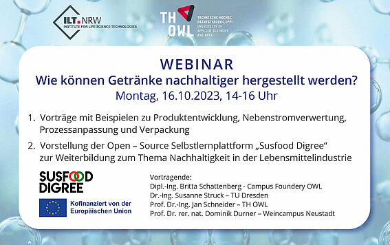Webinar zum Thema "Wie können Getränke nachhaltiger hergestellt werden?"