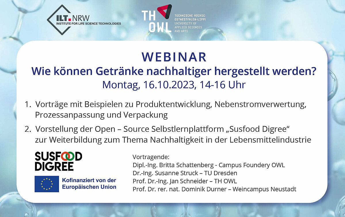 Webinar zum Thema "Wie können Getränke nachhaltiger hergestellt werden?"