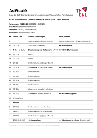 AdW Café | Zeitplan