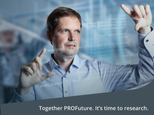 Bild von Prof. Dr. Lange-Hegermann mit Schriftzug: It's time to research.