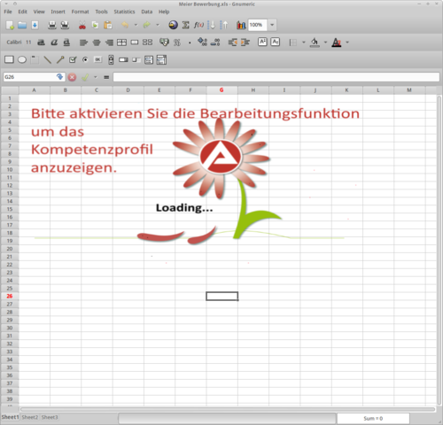 Aktivieren Sie unter keinen Umständen die Bearbeitungsfunktion!