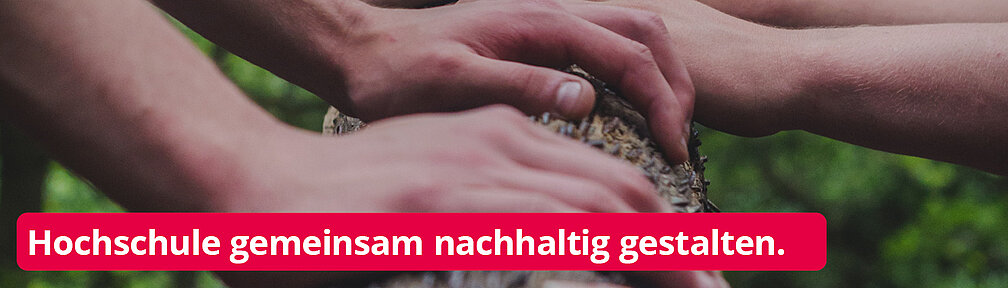 Hände, die einen Baumstamm festhalten - Symbol für Teamwork