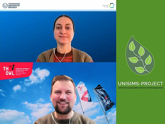 Projektleiterin Dr. Leyla Azizi (TU Dresden) und Nachhaltigkeitsmanager Christian Einsiedel (TH OWL) im Austausch zum Projekt UNISIMS.
