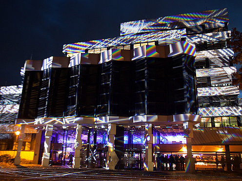 2013 Illumination Lichtkunst vor dem Hochschulgebäude bei Herbstempfang