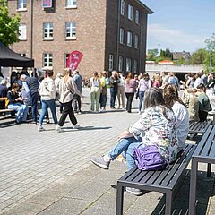 Good atmosphere in sunny weather in Detmold.