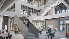 3D-Computergrafik der Innenansicht des Foyers