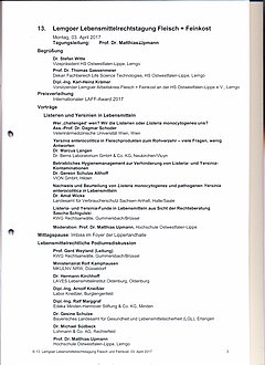 2017: Programm 13. Lebensmittelrechtstagung
