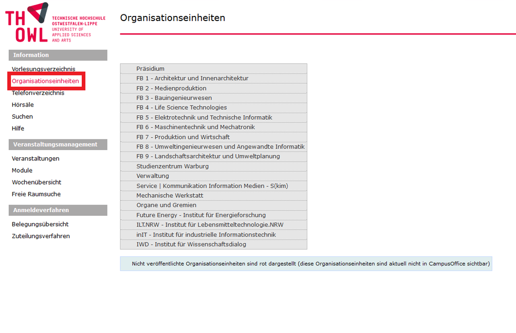 Adressen in Organisationseinheiten nachschlagen Adressen in Organisationseinheiten nachschlagen