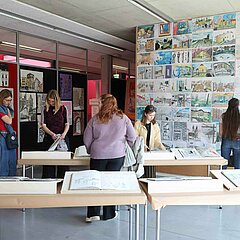 Paintings and sketches of the architects.